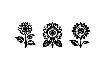 set of sun flowers vector icon