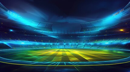 ICC world cup - Cricket stadium background with flag and trophy. Vector wallpaper design. illustration