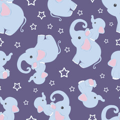 Cute baby animals seamless pattern