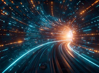 Obraz premium Futuristic Data Tunnel Visualization