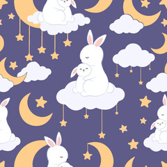 Cute baby animals seamless pattern