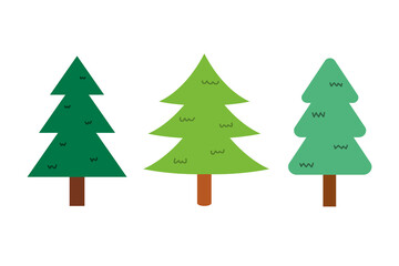 Set of cute Christmas tree doodle handdrawn. element of nature