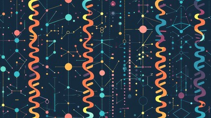 Abstract Geometric Pattern with Colorful Lines and Dots