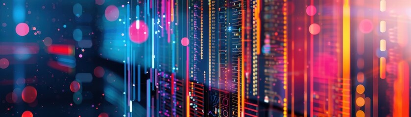 Hyper realistic risk management tools, vibrant abstract shapes and colors, futuristic finance innovation