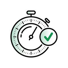 check sign and speedometer. speed dial and confirmation concept