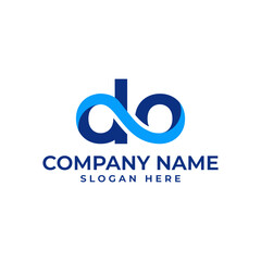 DO initial lettermark with the connected letter DO by the infinity sign in minimalist and modern style
