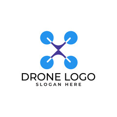 Modern and simple drone logo with minimalist element including 2 upward and downward arrow
