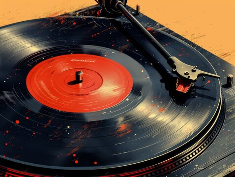 Vintage record flat style simple style mbe illustration american style