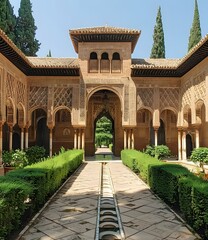 Fototapeta premium Courtyard Fountain and Gardens of Alhambra Palace