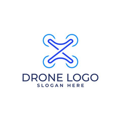 Modern dynamic drone logo in geometric shape and minimalist element