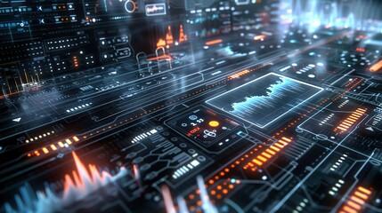 Fototapeta premium Futuristic Financial Interface with Dynamic Statistics