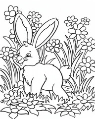 Obraz premium Coloring pages for kids, coloring animal hare, rabbit.