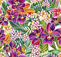 Pattern of Colorful Orchids