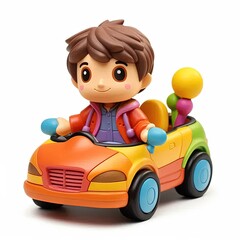 Naklejka premium a little boy riding in a toy car