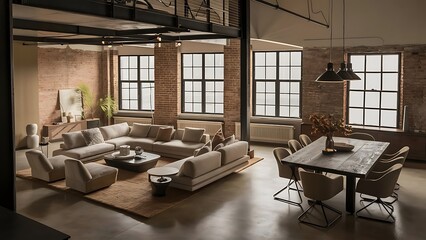 Fototapeta premium Awesome Modern Loft Living Room | Architecture Interior