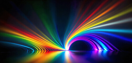 Fototapeta premium Colored abstract lines of light that visualize the refraction and the spectrum of natural light and its different wavelengths
