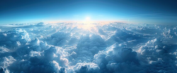 Curvature Of Planet Earth Aerial Shot, Blue Sky, And Clouds