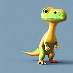 Fototapeta premium a yellow and green dinosaur with big eyes