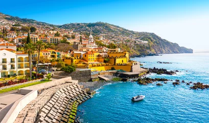 Fotobehang Kust View of Funchal and Fuerte De Madeira in the historical center. Madeira Island, Portugal  © proslgn