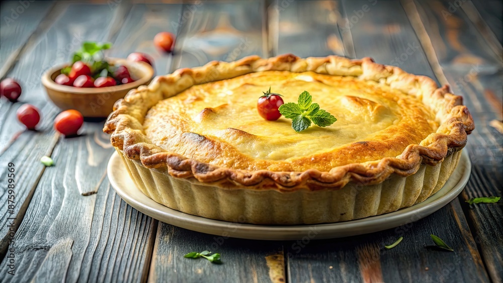 Canvas Prints A close-up photo of a delicious homemade pie with a golden crust , dessert, baked, pastry, delicious, sweet, food, baking, fruit