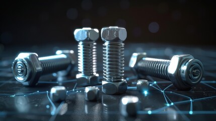 A set of bolts and nuts