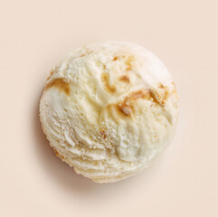 Caramel and Vanilla Ice Cream Scoop on Elegant Dessert Plate