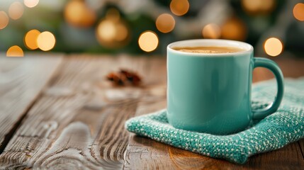 Obraz premium Warm and Inviting Retro Brew in a Classic Mug, Perfect for Cozy Winter Evenings, Festive Holiday Gatherings, and Relaxing Moments Enjoy the Classic Comfort of a Hot Drink in a Vintage Mug, A Symbol