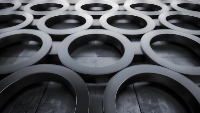A repeating pattern of interlocking circles creating a mesmerizing grid design.