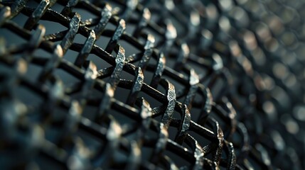  Macro view of steel mesh pattern under soft natural light 