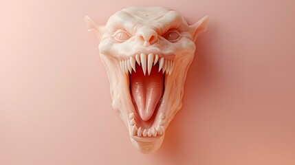 Obraz premium 3D render of A vampire with fangs on a pastel peach background, no peaple