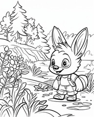 Obraz premium Coloring pages for kids, coloring animal hare, rabbit.
