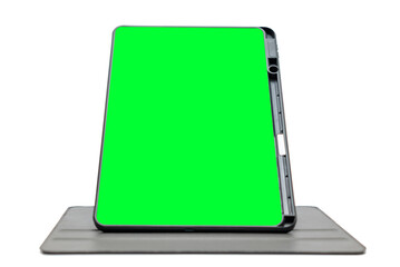 Green screen tablet on white background