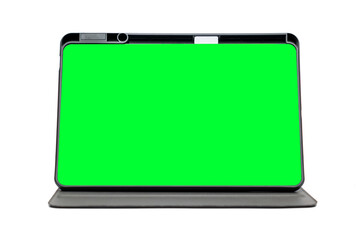 Green screen tablet on white background