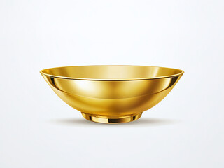 Shiny gold bowl on white background