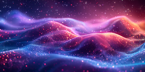 Fototapeta premium Stylized Big Data Visuals - Midnight Blue & Neon