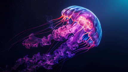 Beautiful glowing jellyfish in the ocean