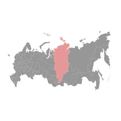 Krasnoyarsk Krai map, administrative division of Russia. Vector illustration.