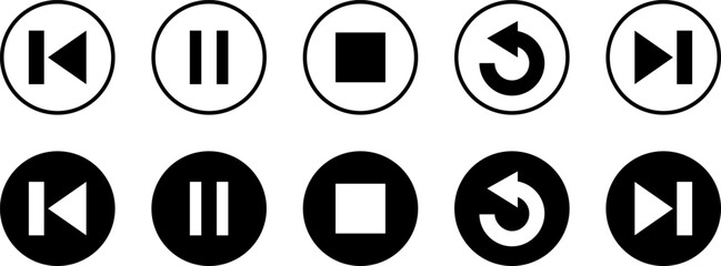 Media Player Buttons icons set.