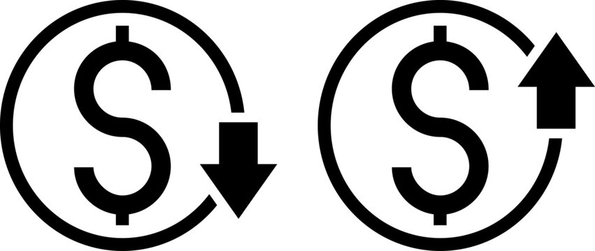 Money increase icon. profit and lose money vector icons