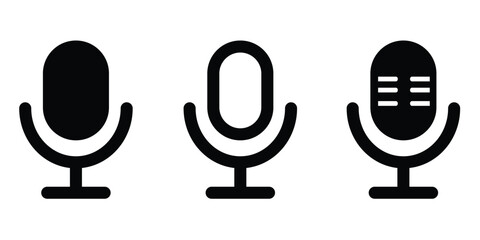 microphone icon sets. mic icon vector art. podcast microphone icon sets. vector illustration on transparent background