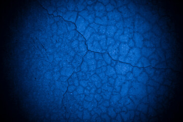 Old wall pattern texture cement blue dark abstract  blue color design are light with black gradient background.