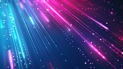 Obraz premium Abstract technology futuristic glowing lines neon blue and pink light ray on dark blue background with lighting effect