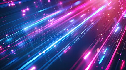 Obraz premium Abstract technology futuristic glowing lines neon blue and pink light ray on dark blue background with lighting effect