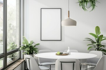 Fototapeta premium study room with mock up poster frame with interior background