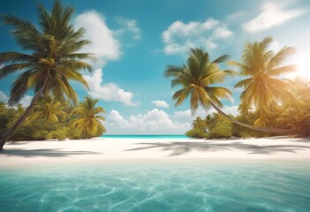 Fototapeta premium vacation ocean day maldives sand clouds blueskies land palmtree beautiful bay sky tropical background landscape beach turquoise blue white trees lagoon palm summer perfect caribbean relaxing calm