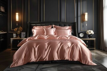 Elegant and Soft  Silk Bedding in a Luxurious Bedroom