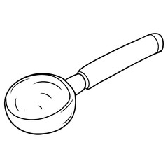 ice cream scoop spoon illustration hand drawn outline vector