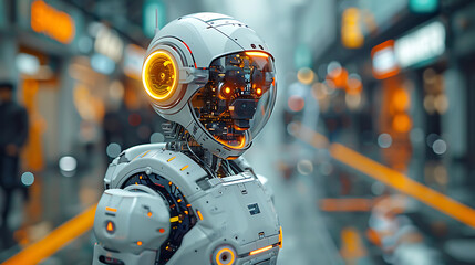 Fototapeta premium Industrial Automation in Action: High-Tech Robot at Work