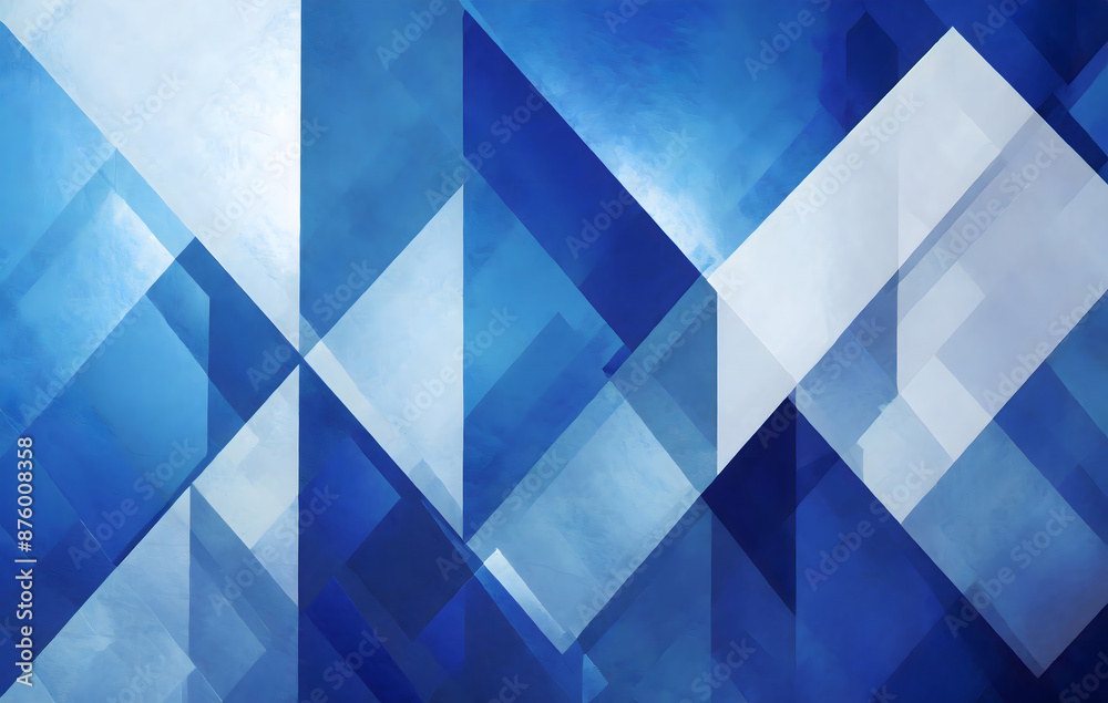 Poster modern abstract blue background design with layers of textured white transparent material. generativ