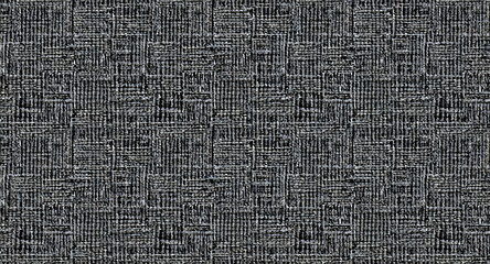 modern and uneven dark black tartan woven carpet textures in seamless pattern design. distre. Generative AI.